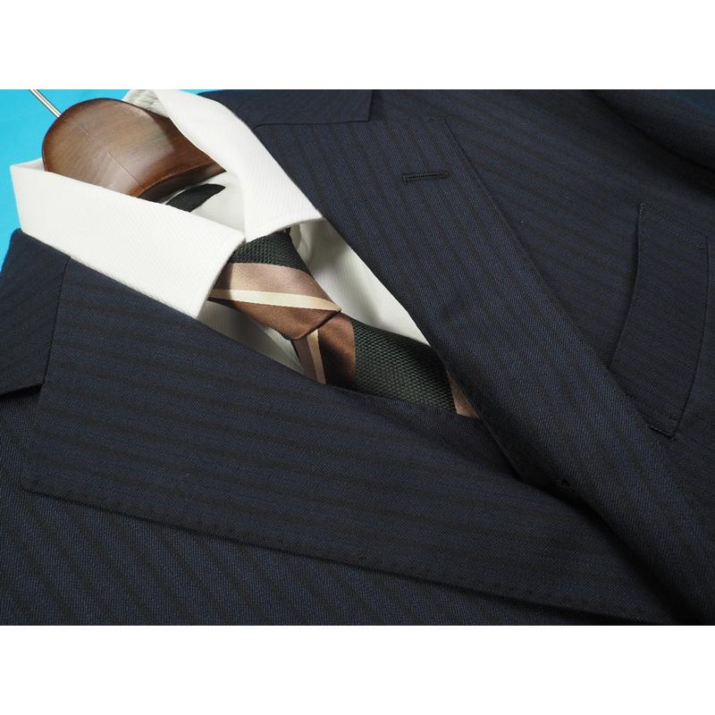 新品27.5万円 オンワード樫山 Selflex 日本製『Ermenegildo Zegna ゼニア 伊製生地』ウール100％ スリーピーススーツ A92(A6程度)紺 842306の画像
