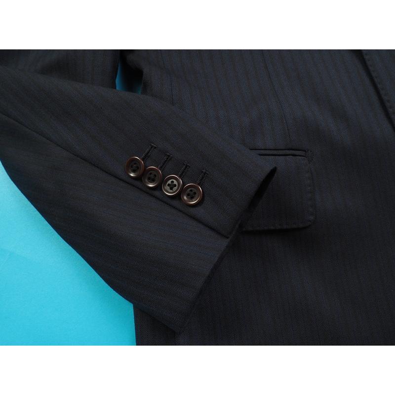 新品27.5万円 オンワード樫山 Selflex 日本製『Ermenegildo Zegna ゼニア 伊製生地』ウール100％ スリーピーススーツ A92(A6程度)紺 842306の画像