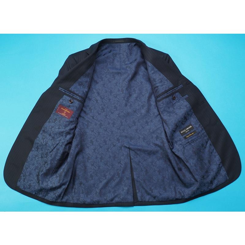 新品27.5万円 オンワード樫山 Selflex 日本製『Ermenegildo Zegna ゼニア 伊製生地』ウール100％ スリーピーススーツ A92(A6程度)紺 842306の画像