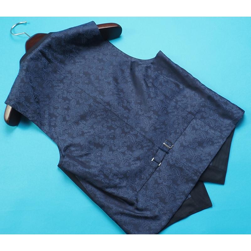新品27.5万円 オンワード樫山 Selflex 日本製『Ermenegildo Zegna ゼニア 伊製生地』ウール100％ スリーピーススーツ A92(A6程度)紺 842306の画像