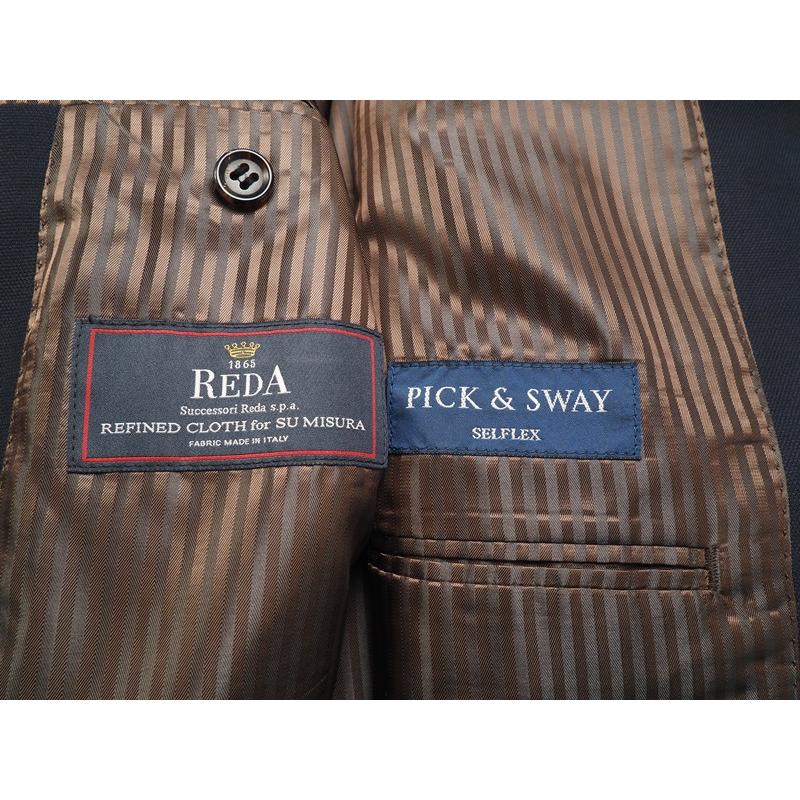 新品 オンワード樫山 Selflex 日本製 秋冬『REDA レダ 伊製生地』ウールホップサック メタル釦 ブレザー/ジャケット Y94(A6程)濃紺 851913_5