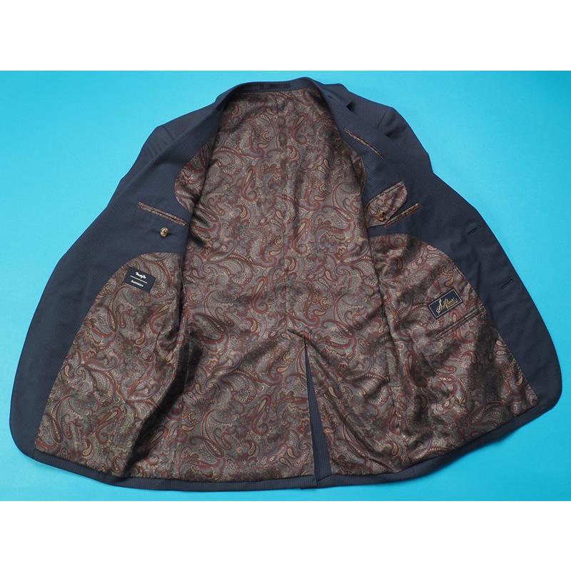 新品定価12.5万円 オンワード樫山 Selflex 日本製 秋冬『MARZOTTO マルゾット 伊製生地』ウール スリーピース スーツ A96(A5程度)紺 852004の画像