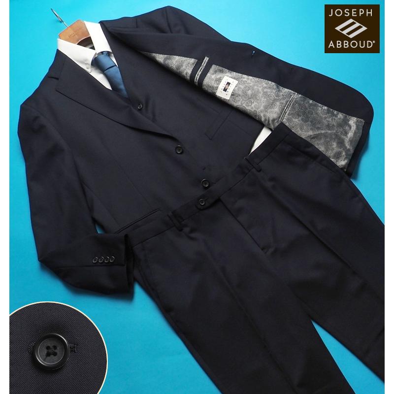 新品サンプル オンワード樫山 JOSEPH ABBOUD ジョセフアブード 日本製 秋冬 ウール100%ギャバ 無地 スリーピーススーツA116(BB8)紺 88598