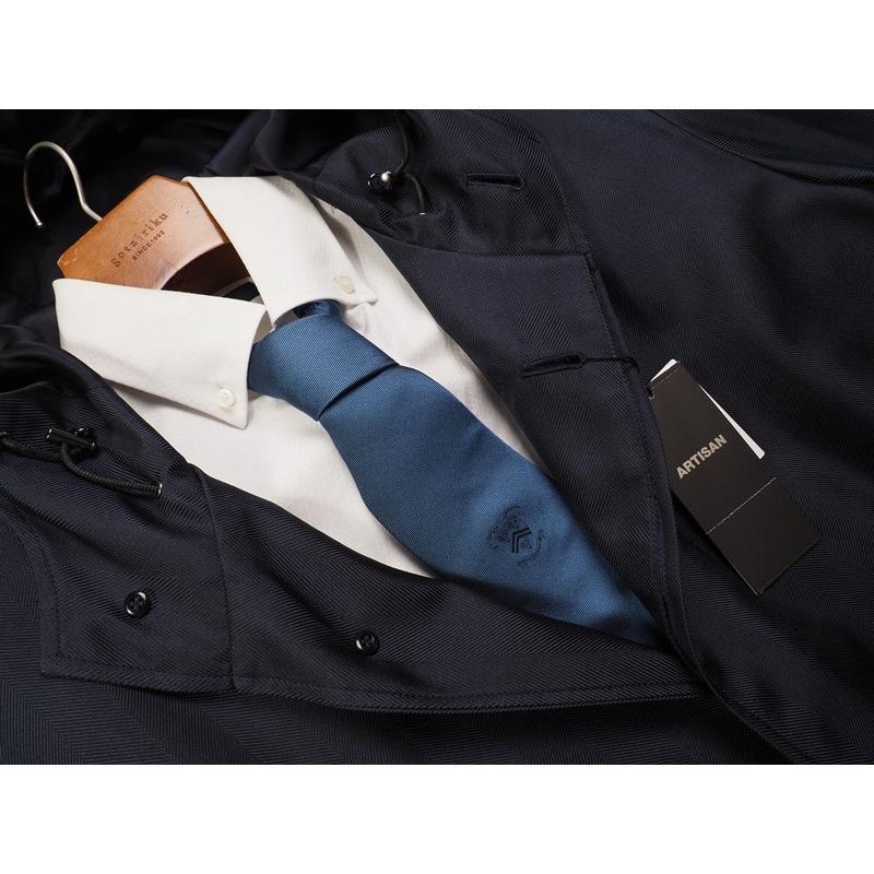 ARTISAN アルチザン 21年 ネイビー シルク コート M ベルベット ARTISAN 新品定価13.2万円 アルチザン 日本製 文化企画 シルク100