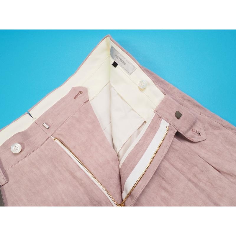 ARTISAN 新品定価3.9万円 アルチザン 日本製 リネン100% パンツLピンク 