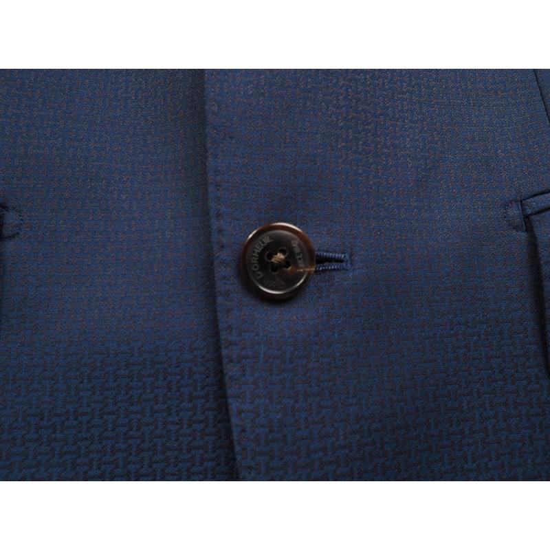 新品33万円 オンワード樫山 DORMEUIL IDENTITY 日本製 春秋冬『ドーメル AMADEUS 365 英国生地』スリーピーススーツ D8/94(A5程)青 BM7389の画像
