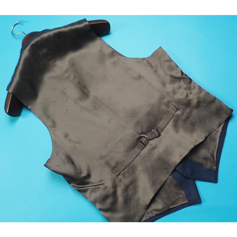 新品33万円 オンワード樫山 DORMEUIL IDENTITY 日本製 春秋冬『ドーメル AMADEUS 365 英国生地』スリーピーススーツ D8/94(A5程)青 BM7389の画像