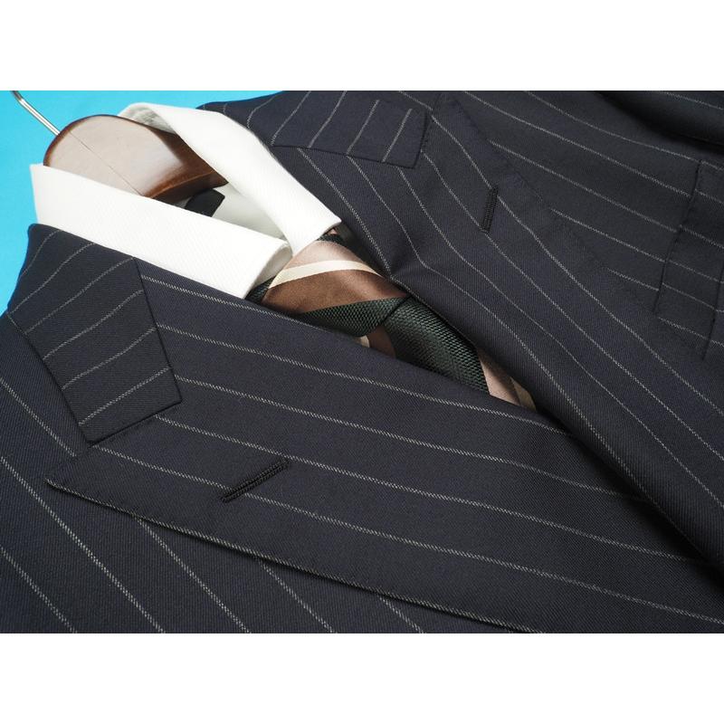 新品定価27.9万円 オンワード樫山 Henry Poole ヘンリープール 日本製 秋冬【橋本毛織 国産生地】ウール100％ スーツA96(A6程度)濃紺 CW8306の画像