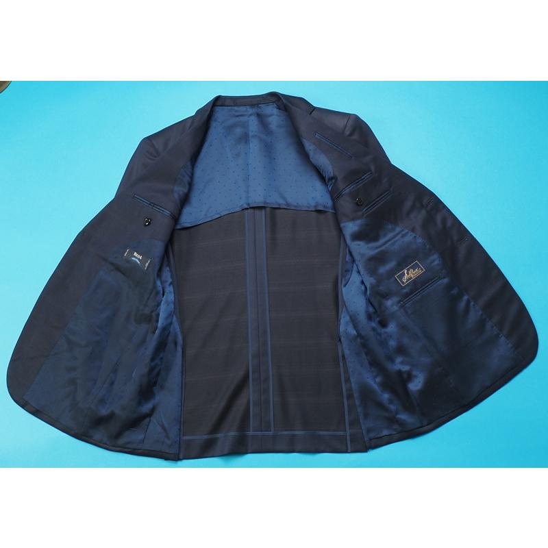 新品17.4万円 オンワード樫山 Selflex 日本製 春秋冬『REDA レダ Silky Effect 伊製生地』ウールスリーピーススーツ A98(AB5程度)紺 CW9563の画像