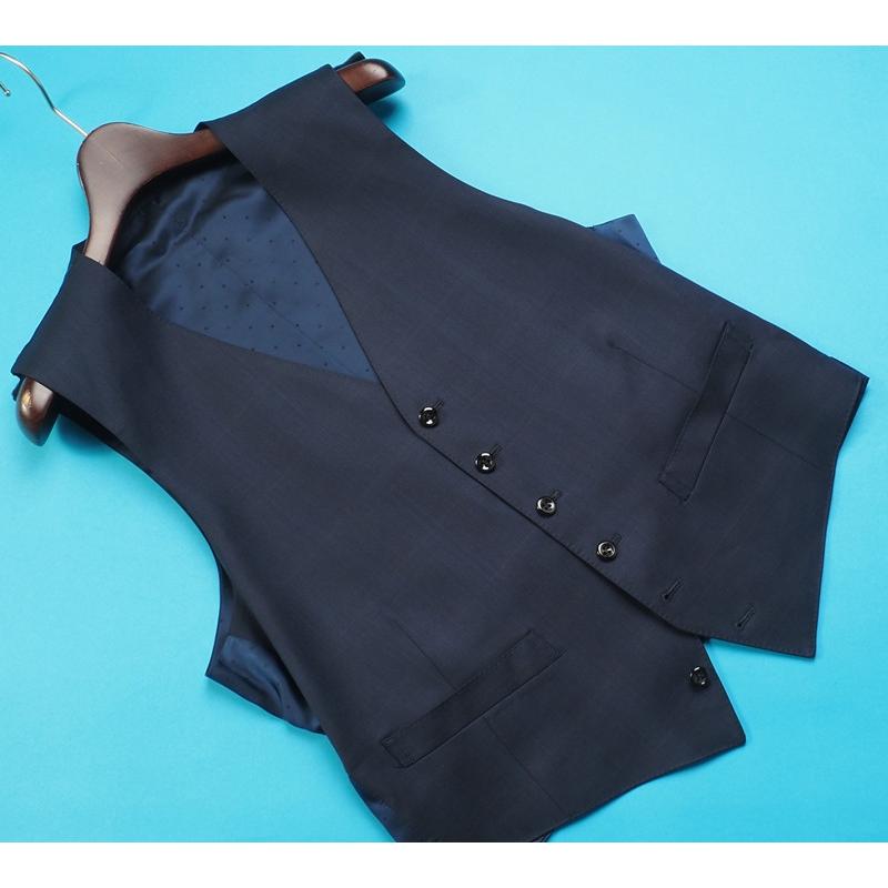 新品17.4万円 オンワード樫山 Selflex 日本製 春秋冬『REDA レダ Silky Effect 伊製生地』ウールスリーピーススーツ A98(AB5程度)紺 CW9563の画像