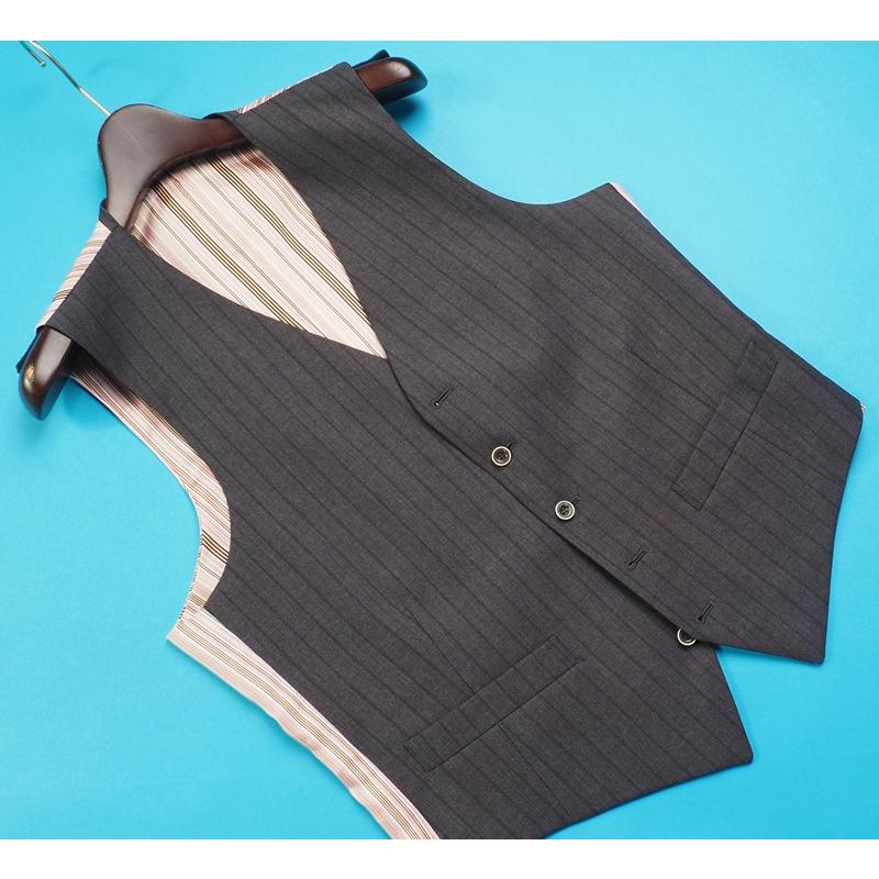 新品19.8万円 オンワード樫山 Selflex 日本製 春秋冬 『DELFINO デルフィノ 伊製生地』スリーピース スーツ A94(A6程度)濃灰 GW9596の画像