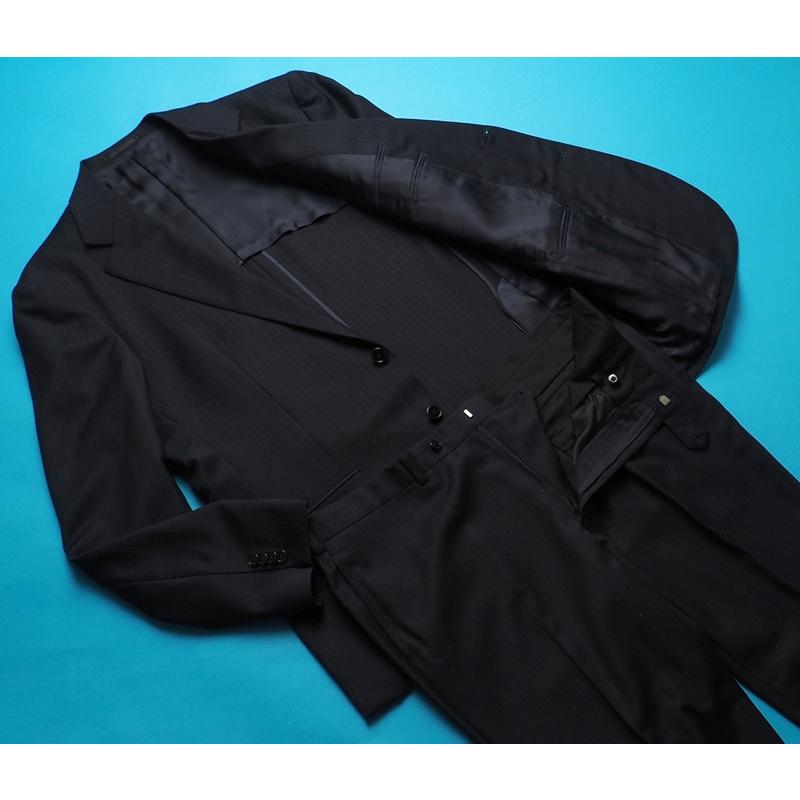 新品12.7万円 オンワード樫山 Gentry Tailor 日本製 10マンス ウール混ギャバジン スリーピーススーツD6/54(AB7〜BB7)紺 HM2210の画像