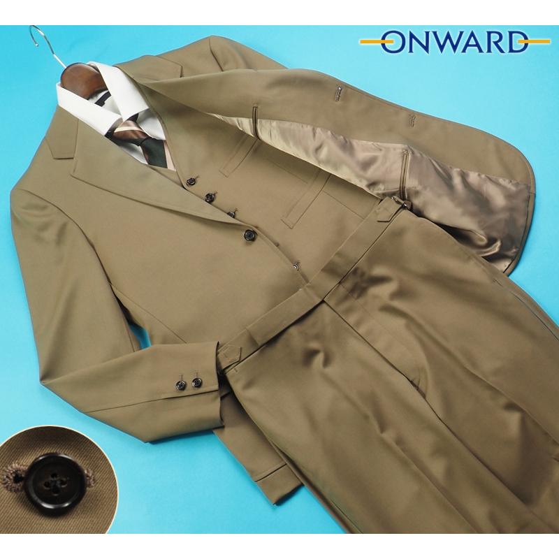 新品訳19.8万円 オンワード樫山×伊勢丹 House of Tailor 日本製 秋冬『MARLANE 伊製生地』スリーピーススーツ 38(A5程) カーキ NW7390