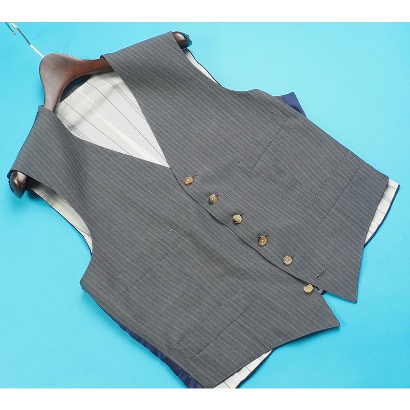 新品定価43.6万 オンワード樫山 Henry Poole ヘンリープール 日本製 春秋『FINTEX of LONDON FINLANA』スリーピーススーツA96(A6)灰 PM9030の画像
