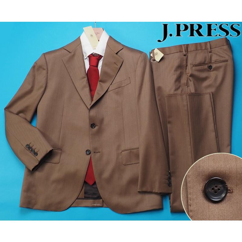 新品 オンワード樫山 J.PRESS ジェイプレス 春秋『ARTHUR HARRISON 英国製生地』ヘリンボーン ウール100% スーツ B5ベージュ(130) SM0715