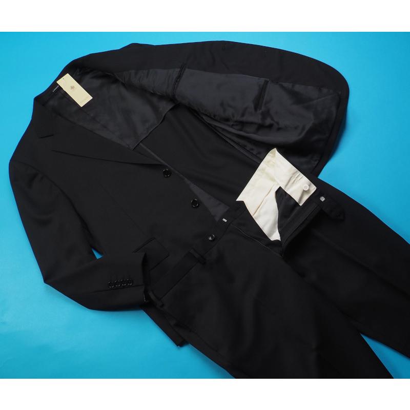 新品 オンワード樫山 J.PRESS ジェイプレス 春秋冬 ソリッド無地 冠婚葬祭OK ウール100% スーツ BE6黒(005) SM0971の画像