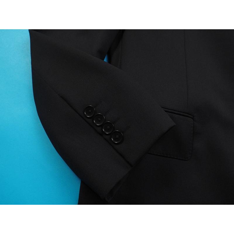 新品 オンワード樫山 J.PRESS ジェイプレス 春秋冬 ソリッド無地 冠婚葬祭OK ウール100% スーツ BE6黒(005) SM0971の画像