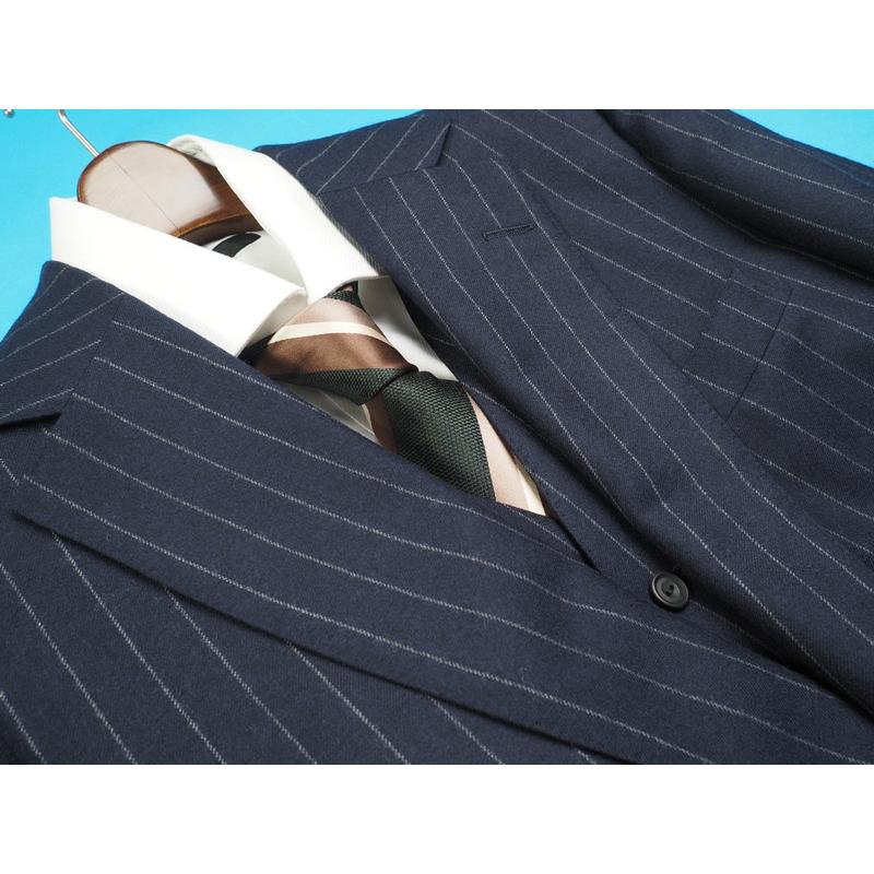 新品38.5万円 オンワード樫山 Henry Poole ヘンリープール 日本製『FINTEX of LONDON 英国生地』スリーピーススーツA96(A6程度)濃紺 SW7615の画像