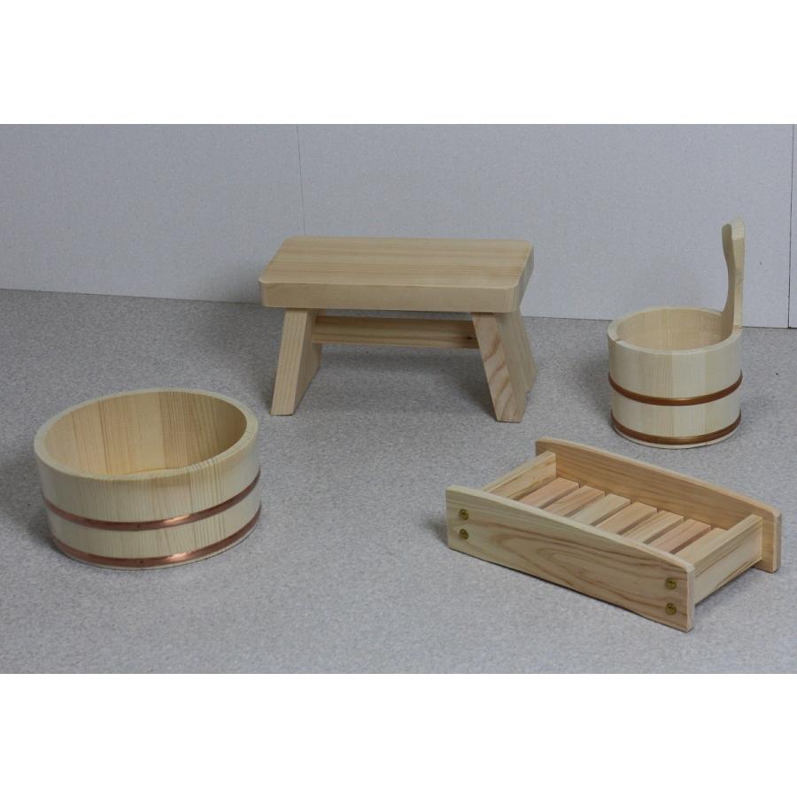木の湯 4点セット 湯桶 風呂イス シャンプー台 片手湯桶 セット 木製