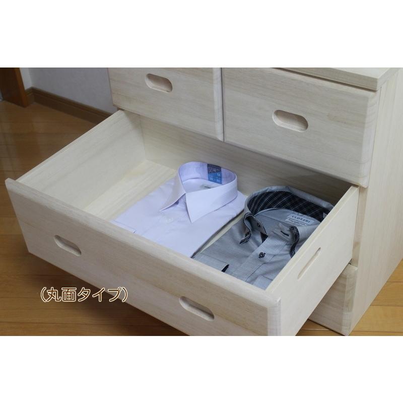 日本製 桐 3段チェスト 幅60cm 4引き出し 【中央引きタイプ】 桐収納 シンプル 無塗装 桐製 チェスト 箪笥 タンス 送料無料 衣類 完成品でお届け 受注生産の画像