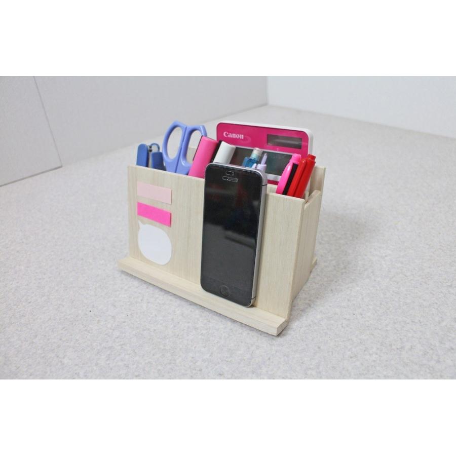 スマホを置ける 桐製 ペン立て スマホスタンド ペンスタンド : 木製