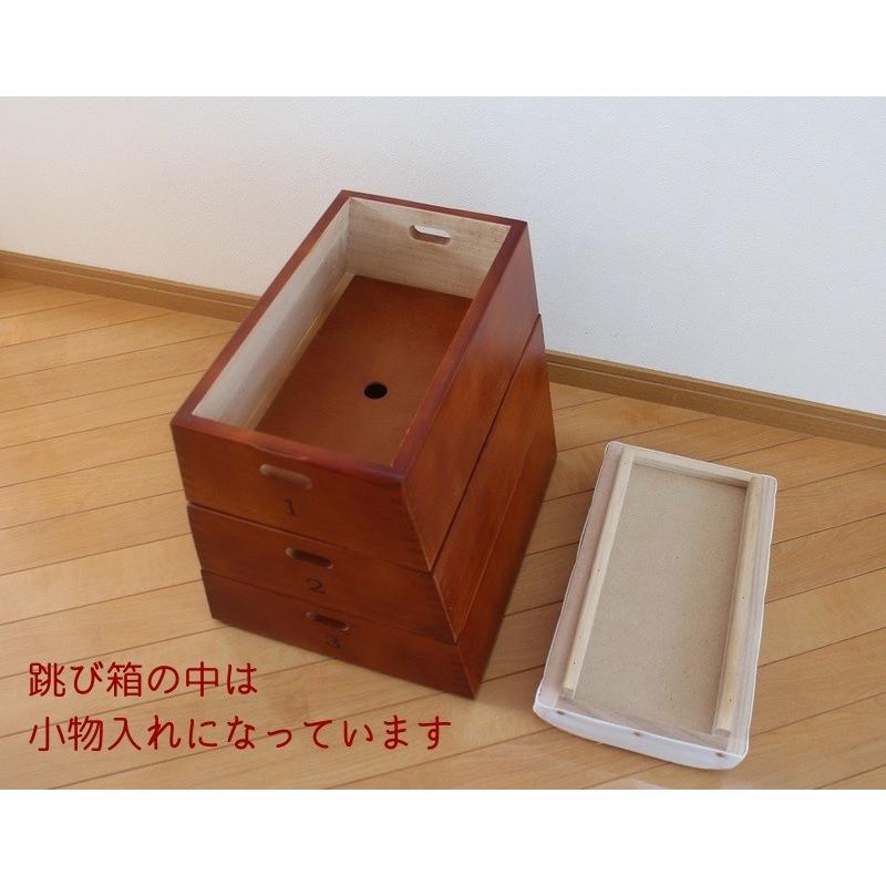 跳び箱型 小物入れ 3段タイプ 高さ45cm 桐製 おもちゃ箱 収納 : 木製