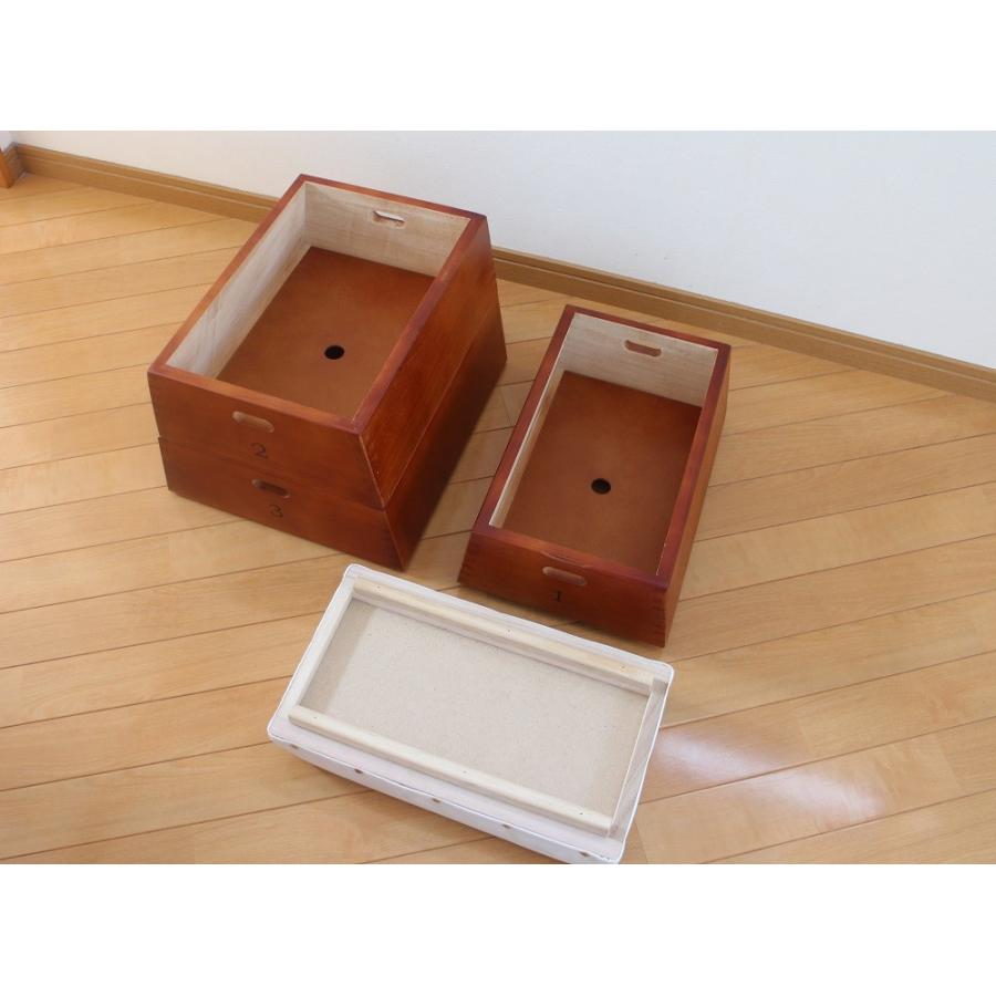 跳び箱型 小物入れ 3段タイプ 高さ45cm 桐製 おもちゃ箱 収納 : 木製