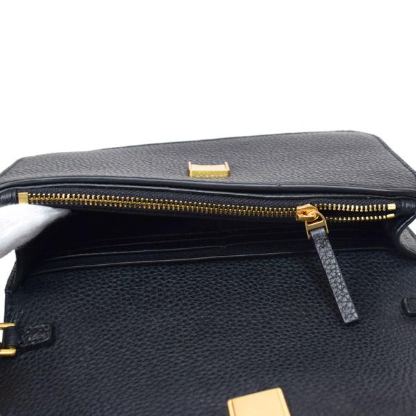 美品 トリーバーチ ブリテン シボ革 チェーン ショルダーバッグ ウォレット 黒 TORY BURCH（トリーバーチ） 並行輸入 ショルダーバッグ ブリテン