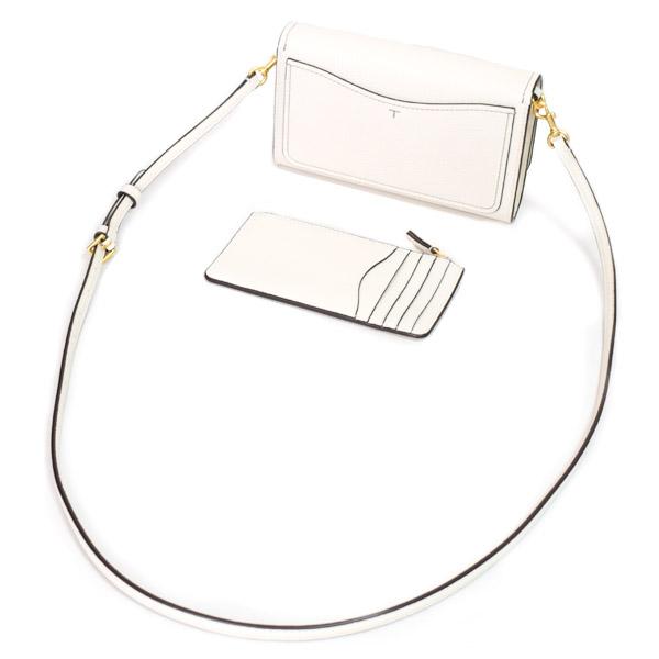 トリーバーチ 白エナメルレザー 斜めがけクロスボディショルダーバッグ TORY BURCH（トリーバーチ） バッグ レザー フラップ ウォレット 2way