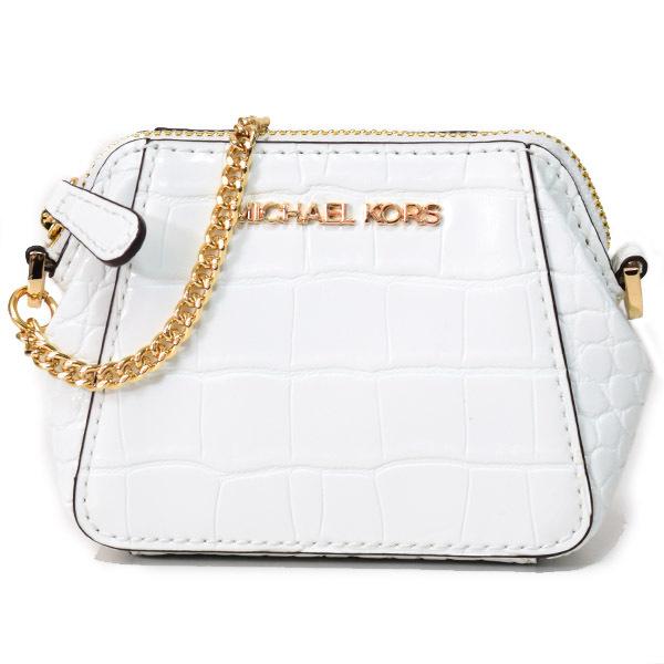 マイケルコース ポーチ MICHAEL KORS クロコダイルエンボスドレザー シャーロット チェーン キーフォブ 小物入れ マルチポーチ オプティックホワイト 35F0GCFK1E