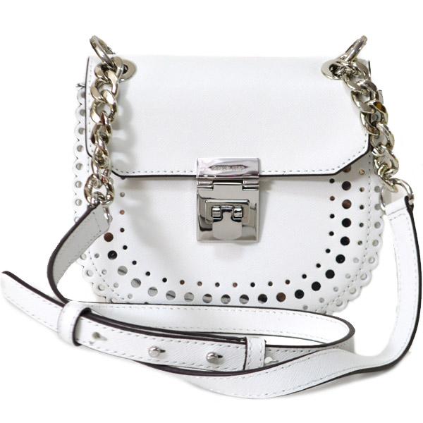 マイケルコース バッグ MICHAEL KORS チェセリア パンチングレザー ミニ クロスボディ 斜めがけ チェーン ショルダーバッグ ホワイト 35S7SV1C1L