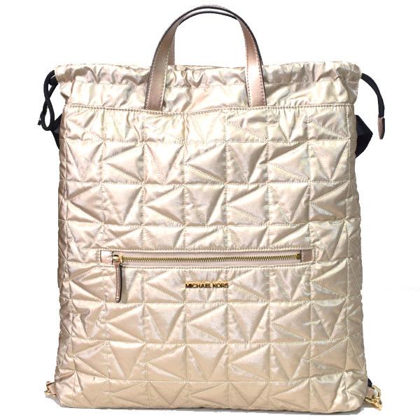 初回限定 マイケルコース バッグ Michael Kors メタリックナイロン キルティング 巾着 ショルダーバッグ 2way ハンドバッグ バックパック ペールゴールド 35t0gw4b9c 海外最新 Www Mysmileteethwhitening Com