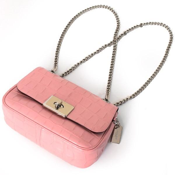 COACH コーチ バッグ レザー クロコ 型押し ターンロック チェーン  