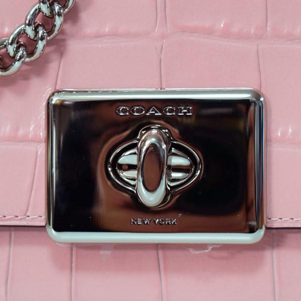 COACH（コーチ） バッグ レザー クロコ 型押し ターンロック チェーン