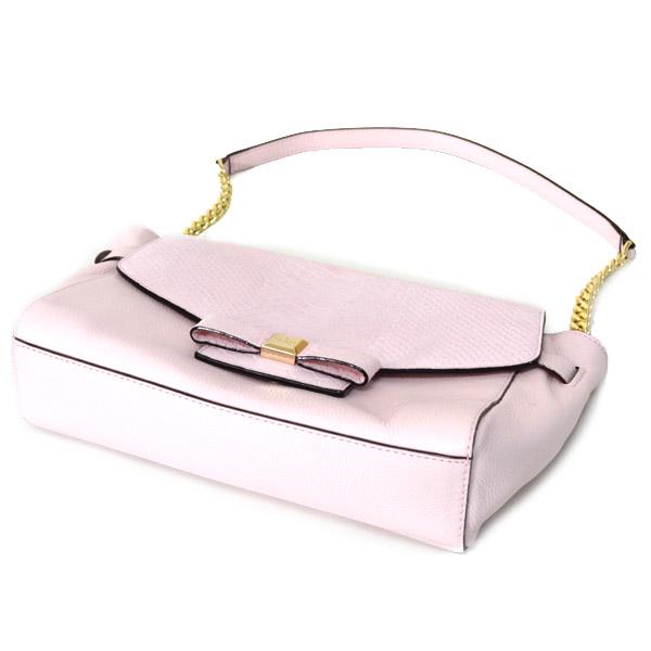 ケイトスペード バッグ katespade パイソン エンボスド リボン レザー チェーン ショルダー ハンド バッグ ピンクブラッシュ【訳あり】4265_2