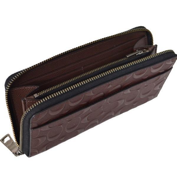 COACH コーチ 長財布 エンボスド シグネチャー クロスグレーン レザー 