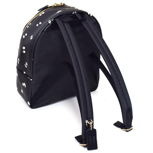 カ*ム様 コーチ ディズニー クイーン レザー リュックサック ブラック 白雪姫 コーチ バッグ COACH ディズニー コラボ コーティングキャンバス