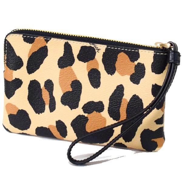 COACH コーチ ポーチ財布コーナージップリストレット レオパード豹柄