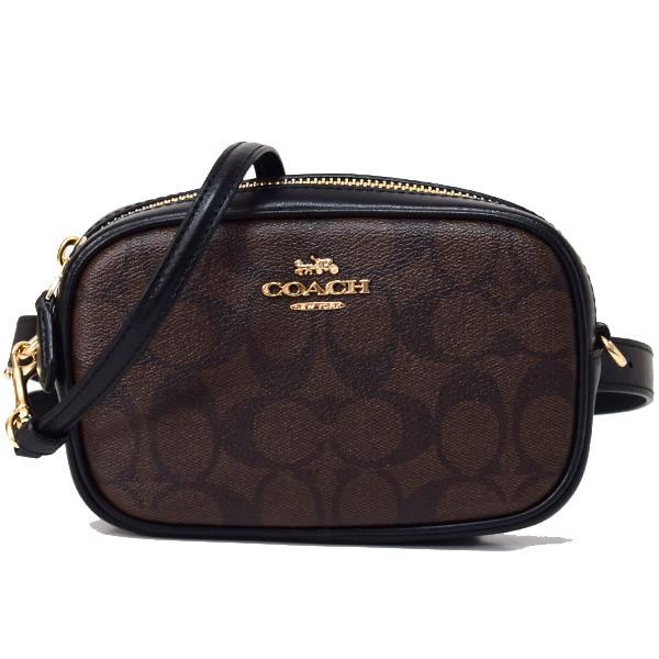 コーチ バッグ COACH コーティングキャンバス スムースレザー シグネチャー ベルトバッグ 3way ショルダー クラッチ ウエストバッグ ブラウン×ブラック 73951