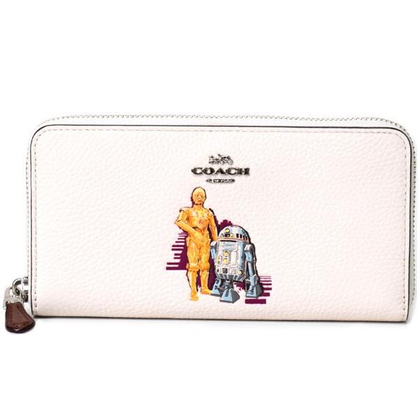 COACH コーチ 長財布 ペブルレザー スターウォーズ コラボ C-3PO アンド R2-D2 アコーディオン ジップ チャークマルチ ...