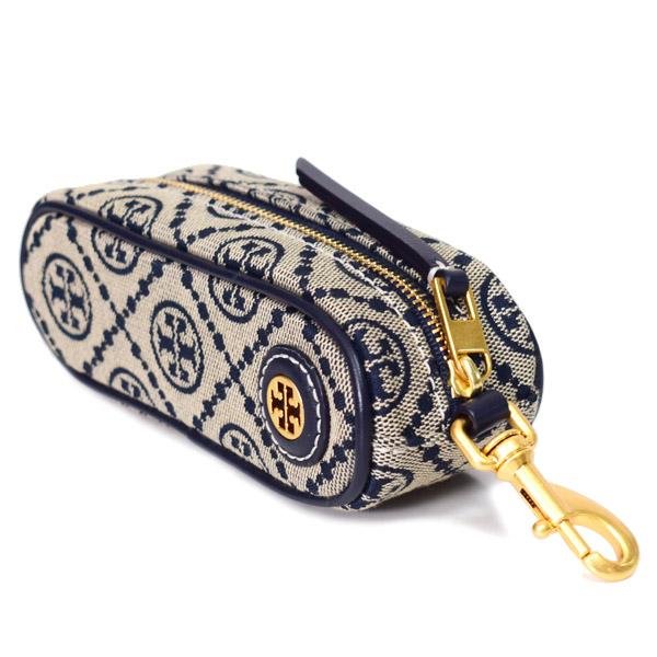 トリーバーチ ゴルフキット TORY BURCH ジャガード レザー Tモノグラム ジップ ポーチ キーフック付き（ゴルフボール、ティー付）トリーネイビー 88831_2