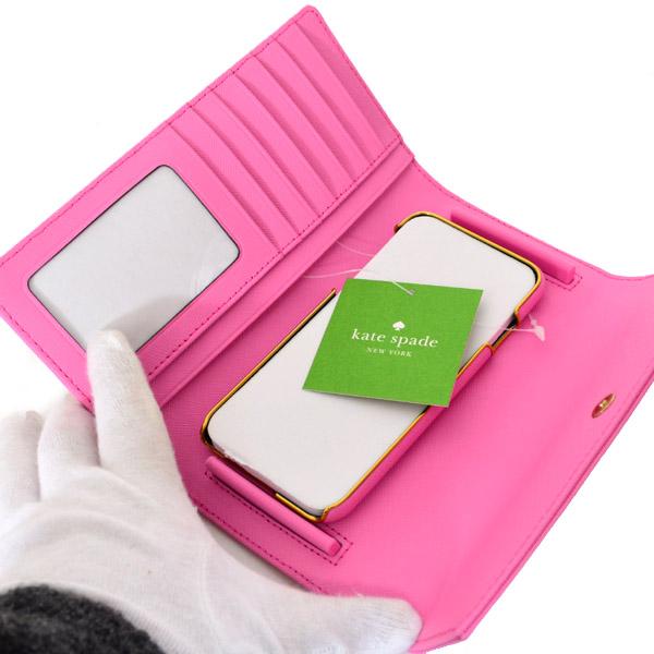 ケイトスペード 小物 katespade コーティングレザー iPhone6/6s専用 三つ折り ウォレット 長財布 ルージュピンク 8ARU1593｜outlet365｜04