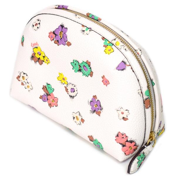 COACH（コーチ） コスメポーチ ペブルレザー フローラル 花柄 フラワー