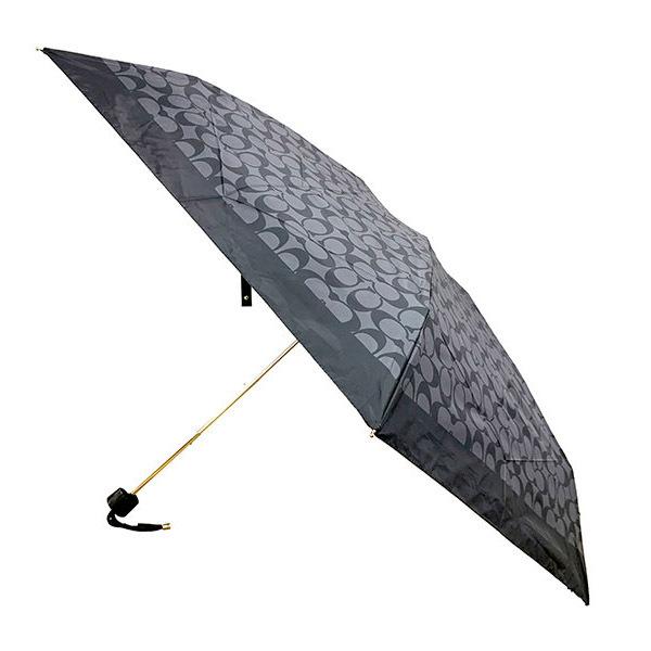 コーチ 折りたたみ傘 COACH シグネチャー UVカット99% 晴雨兼用 日傘 ミニ アンブレラ 折りたたみ傘 グラファイト C4322
