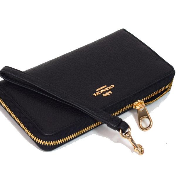 COACH（コーチ） 長財布 ぺブルレザー ロゴ リストレット ロング