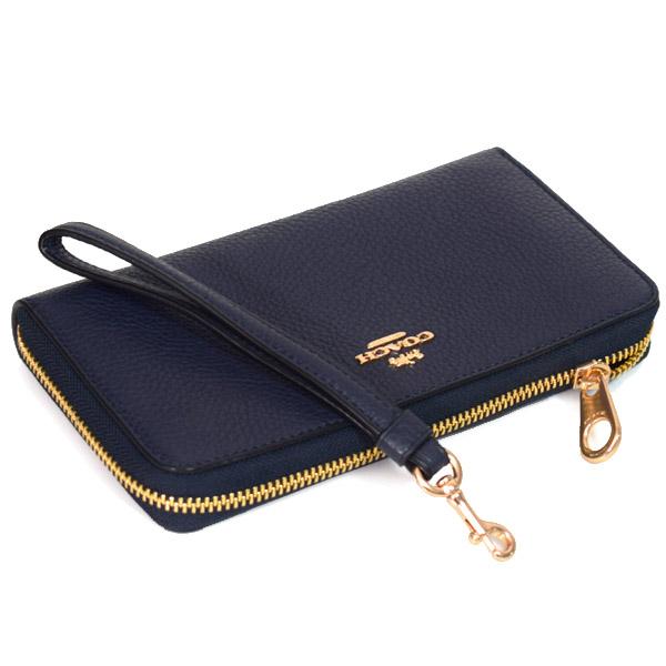 COACH（コーチ） 長財布 ぺブルレザー ロゴ リストレット ロング 
