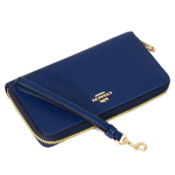 COACH（コーチ） 長財布 ぺブルドレザー ロゴ リストレット ロング