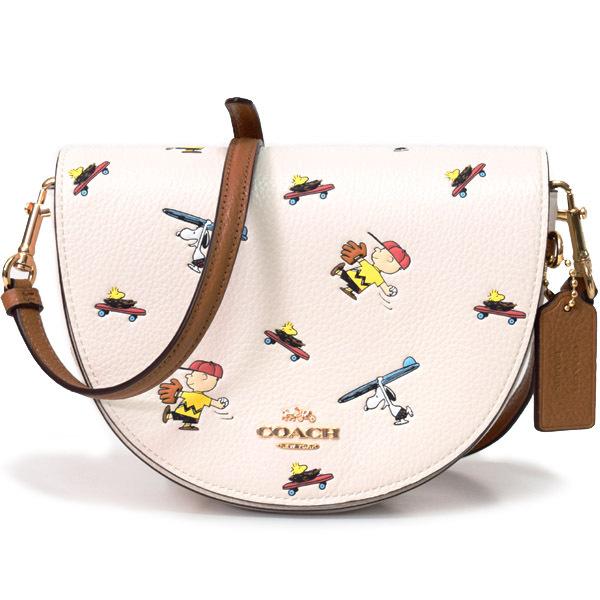 コーチとスヌーピーがコラボした超可愛い本革バッグ コーチ バッグ Coach ぺブルレザー ピーナッツ コラボ スヌーピー スポーツ エレン 三日月 ハーフムーン 斜め掛け ショルダーバッグ チャークマルチ C4912 Www Hbt Gob Pe