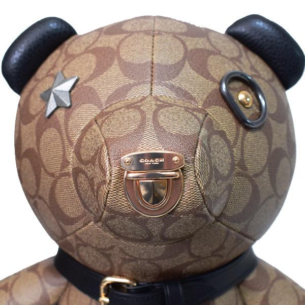 コーチ ぬいぐるみ COACH コーティングキャンバス ぺブルレザー スムースレザー シグネチャー ディスコ パッチ テディベア チェスナッツ×カーキ C7108の画像