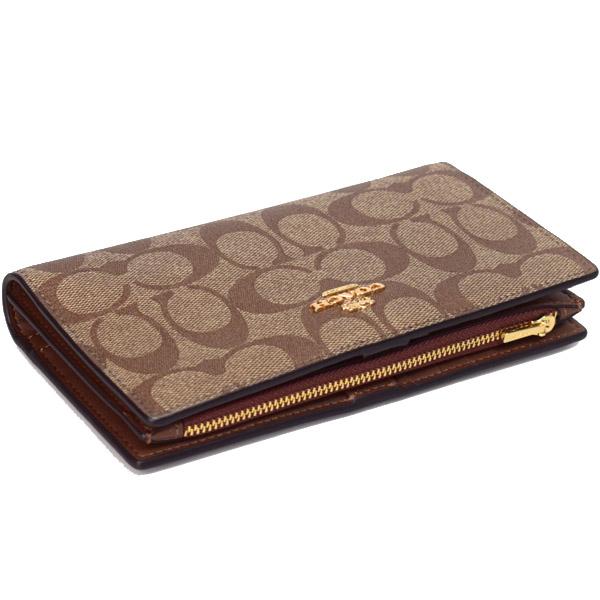 未使用✨COACH 長財布 二つ折り シグネチャー柄 コーデッドキャンバス 茶系 COACH】コーチ コーティングキャンバス レザー シグネチャー